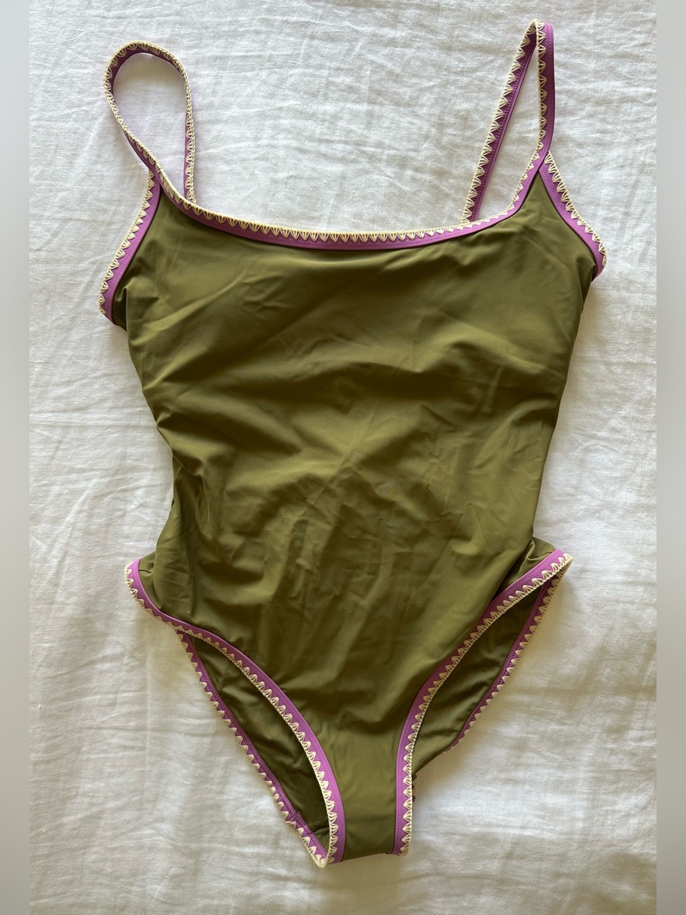 J. Crew Crochet-trim scoopback one-piece